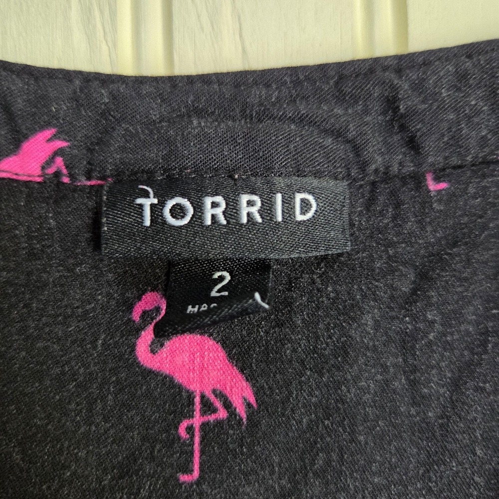Torrid Dress Womens 2 Black Flamingo Sleeveless Scoop Neck Fit & Flare Knee - Picture 4 of 7